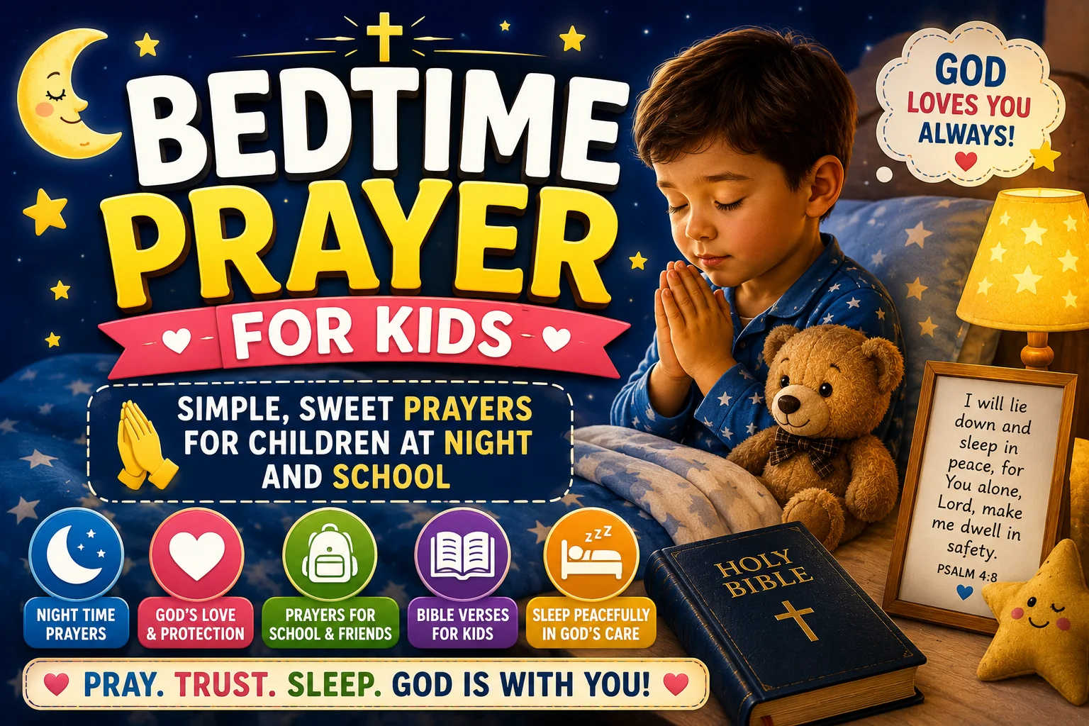 Bedtime Prayer for Kids: Simple Sweet Prayers for Children at Night and School